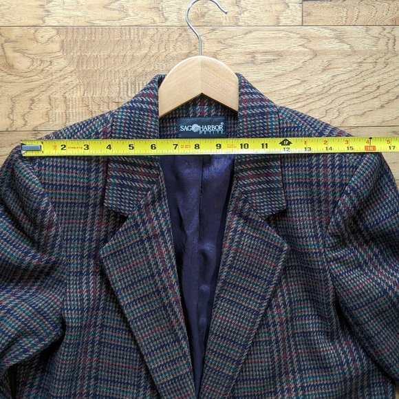 Sag Harbor Petite Wool Oversized Blazer Brown Plaid Vintage 10 Small 10P 6 - Picture 11 of 14